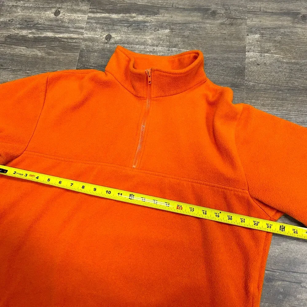 Vintage J Crew 1/4 Fleece Pullover Men Size Medium‎ Made In USA Orange Polyester